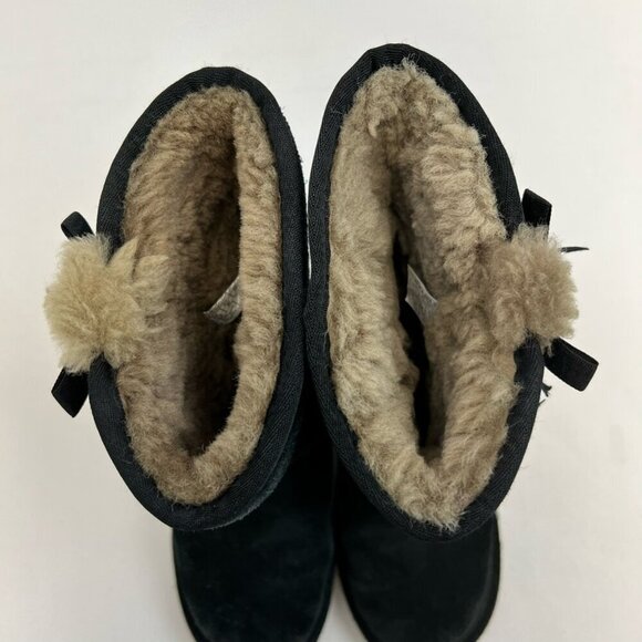 Ugg Australia Womens Koolaburra Comfort Boots Black Suede Bow Mid Calf Pull On 6 - Picture 5 of 11